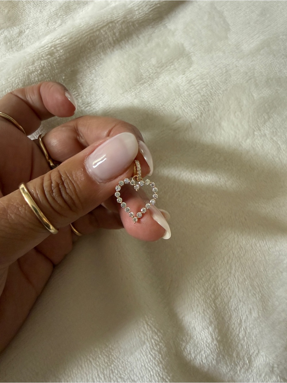 10k Gold Tone Heart Pendant with diamonds - perfect little diamond heart